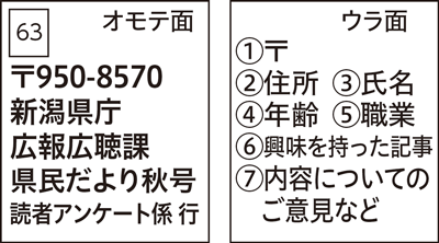 ハガキの記入例