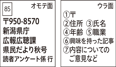 ハガキの記入例