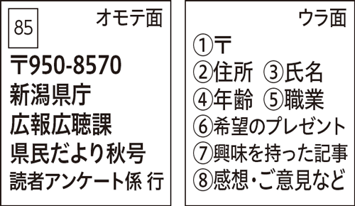 ハガキの記入例